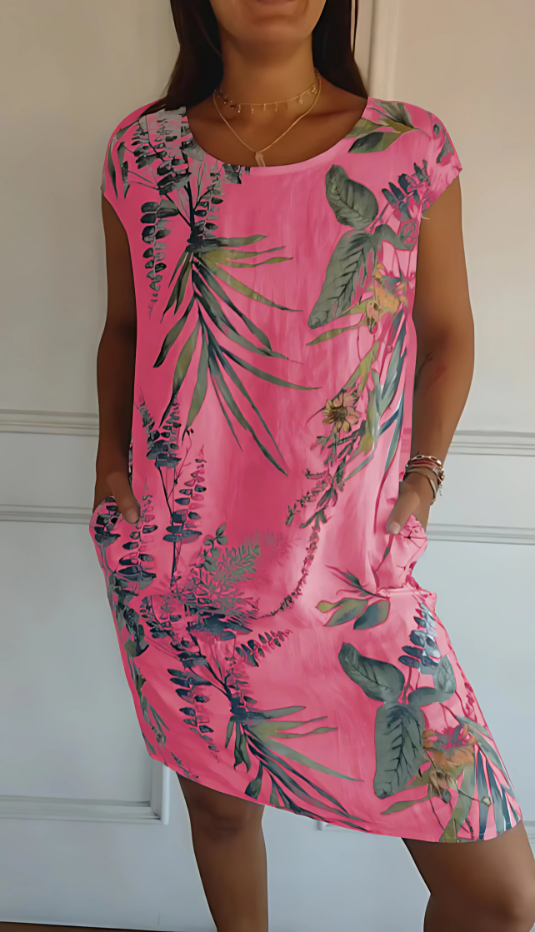 Jean™ | Casual Loose-Fit Knee-Length Printed Dress