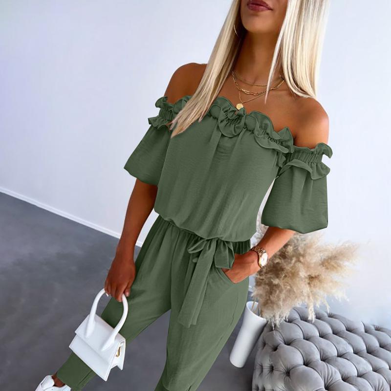 Tania™ | Chic Off Shoulder Frill Tie-Waist Jumpsuit