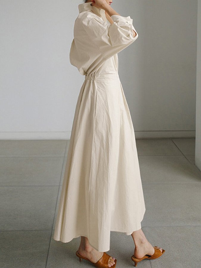 Clio™ | Chic Polo Collar A-Line Swing Dress