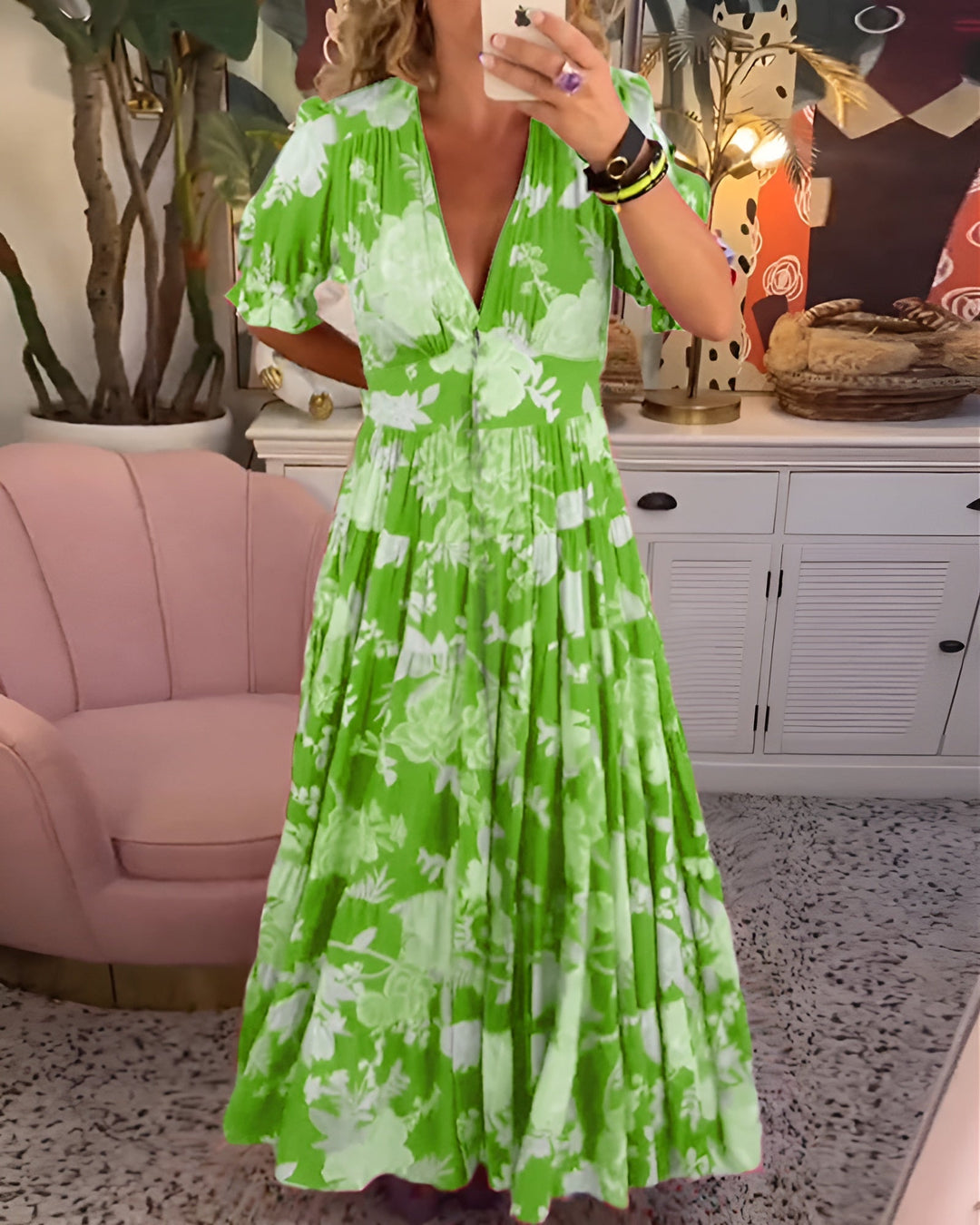 Amélie – Floral Print V-Neck Pocket Dress