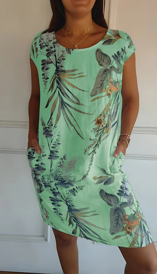 Jean™ | Casual Loose-Fit Knee-Length Printed Dress
