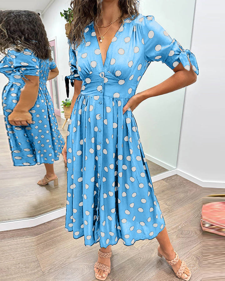 Emilienne­™ | Polka Dot V-Neck Dress