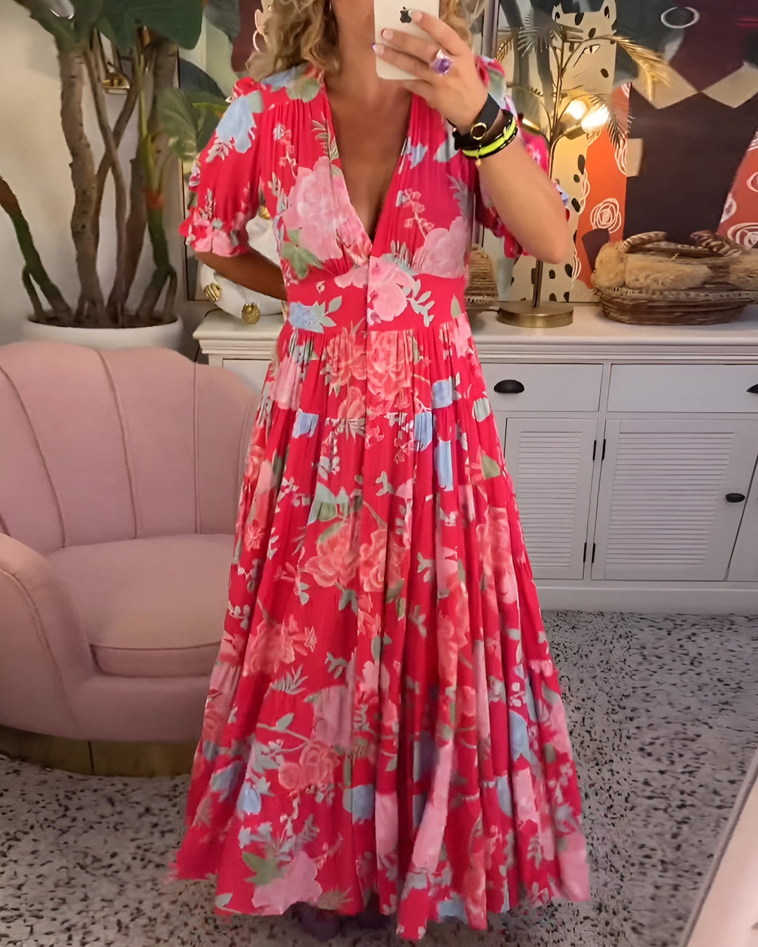 Amélie – Floral Print V-Neck Pocket Dress