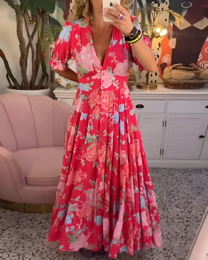 Amélie – Floral Print V-Neck Pocket Dress
