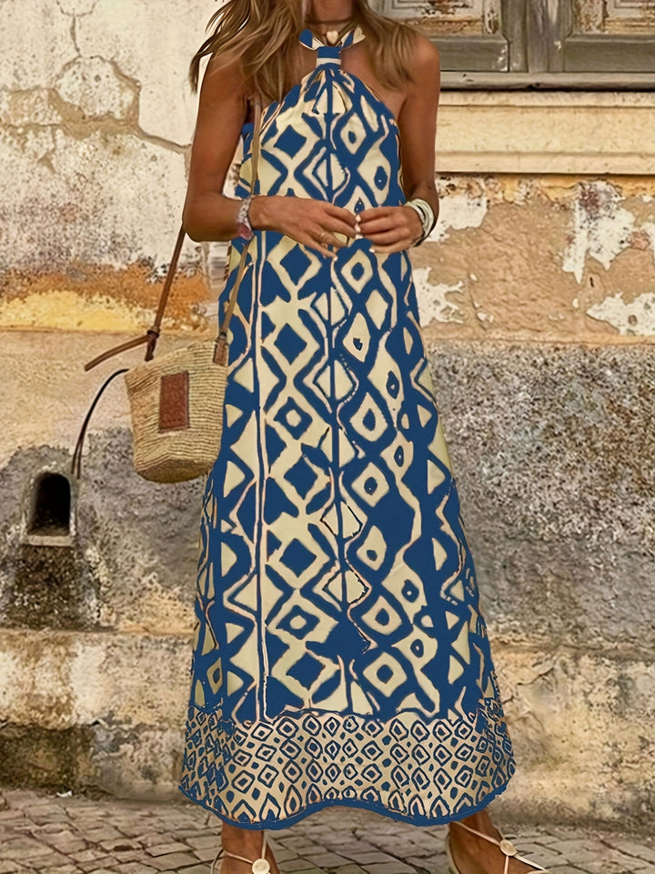Amelia™ Geometric Print Halter Maxi Dress