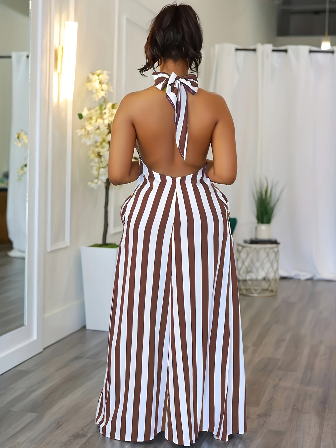 Phoebe™ | Striped V-Neck Halter Dress