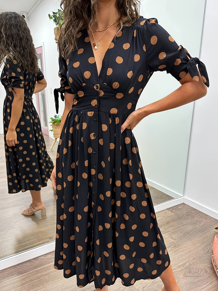 Emilienne­™ | Polka Dot V-Neck Dress