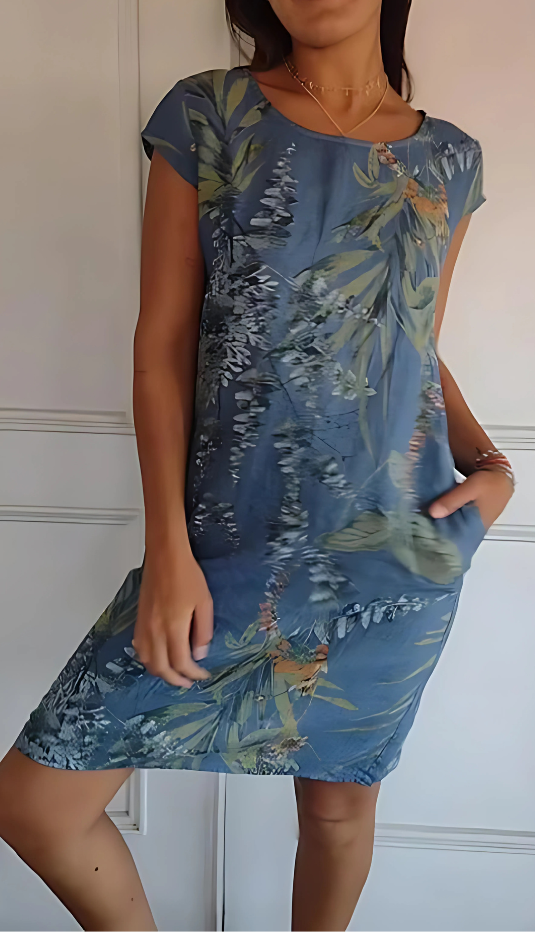 Jean™ | Casual Loose-Fit Knee-Length Printed Dress