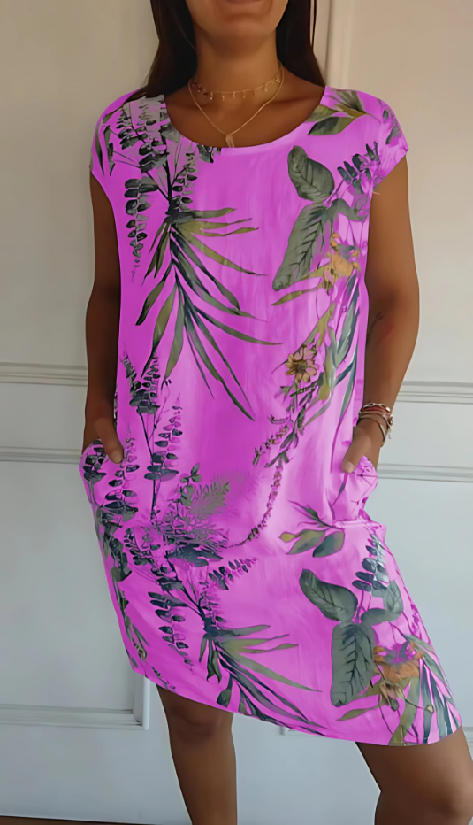 Jean™ | Casual Loose-Fit Knee-Length Printed Dress