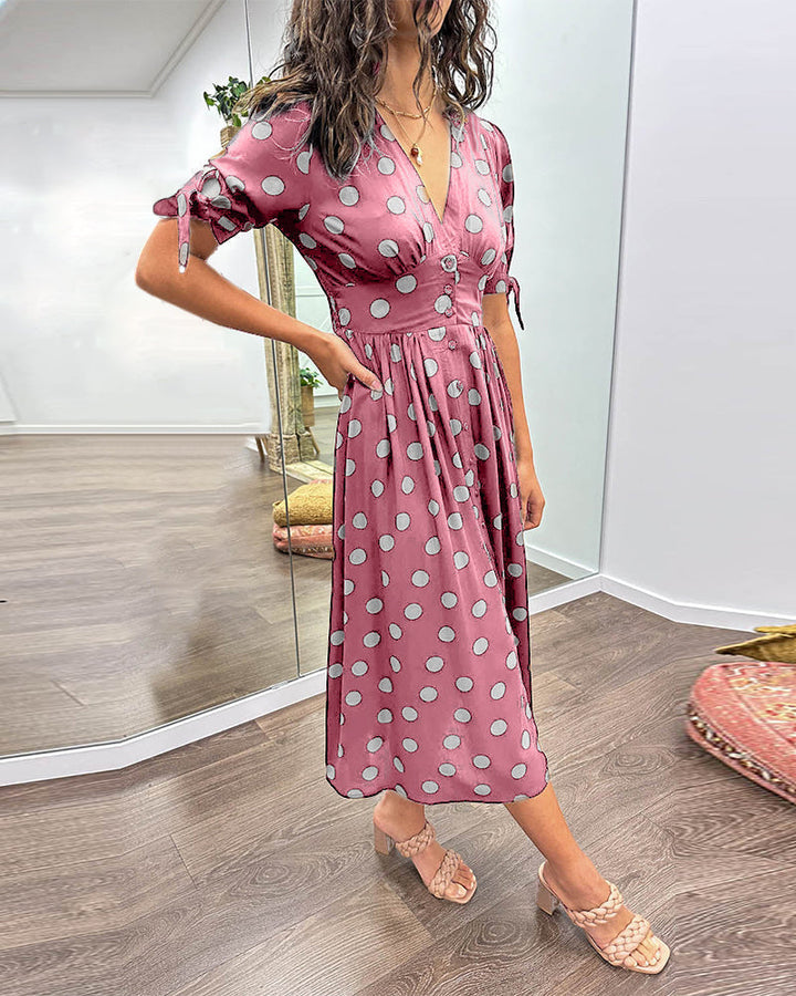 Emilienne­™ | Polka Dot V-Neck Dress