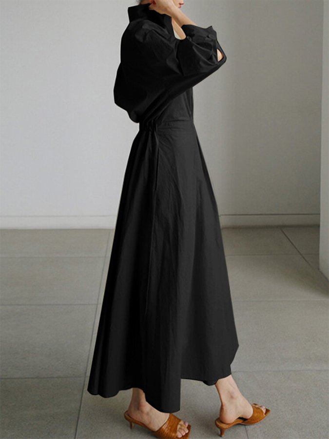 Clio™ | Chic Polo Collar A-Line Swing Dress