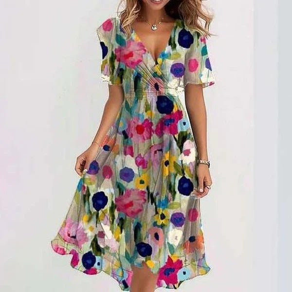 Arianna™ | Lightweight Short Sleeve Dress with Elegant Print