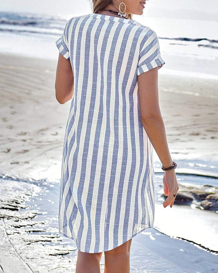 Deborah™ | Elegant Striped Shirt Dress