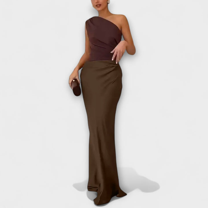 Serena™ | One-Shoulder Pleated Maxi Dress