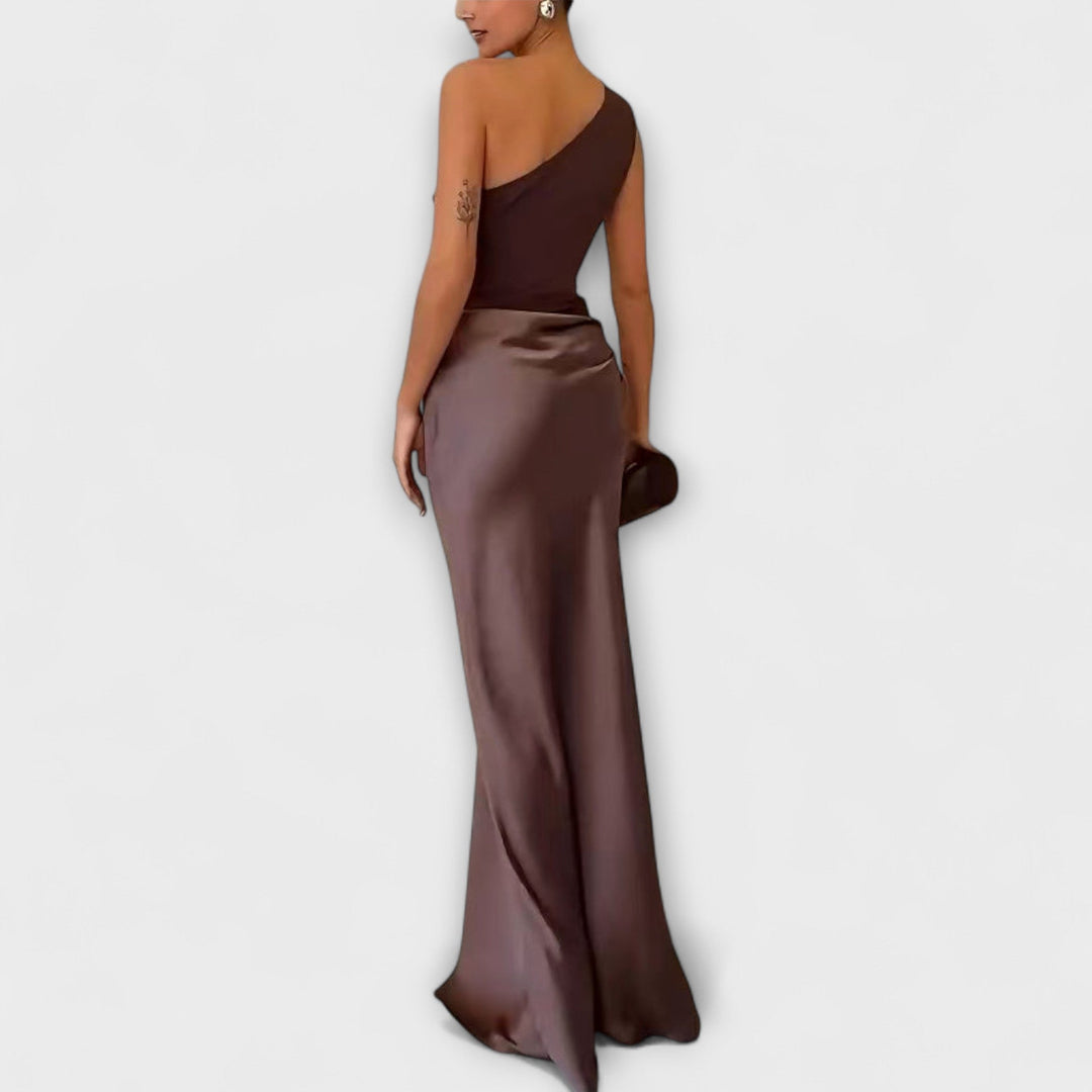 Serena™ | One-Shoulder Pleated Maxi Dress