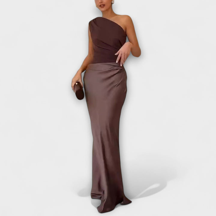 Serena™ | One-Shoulder Pleated Maxi Dress