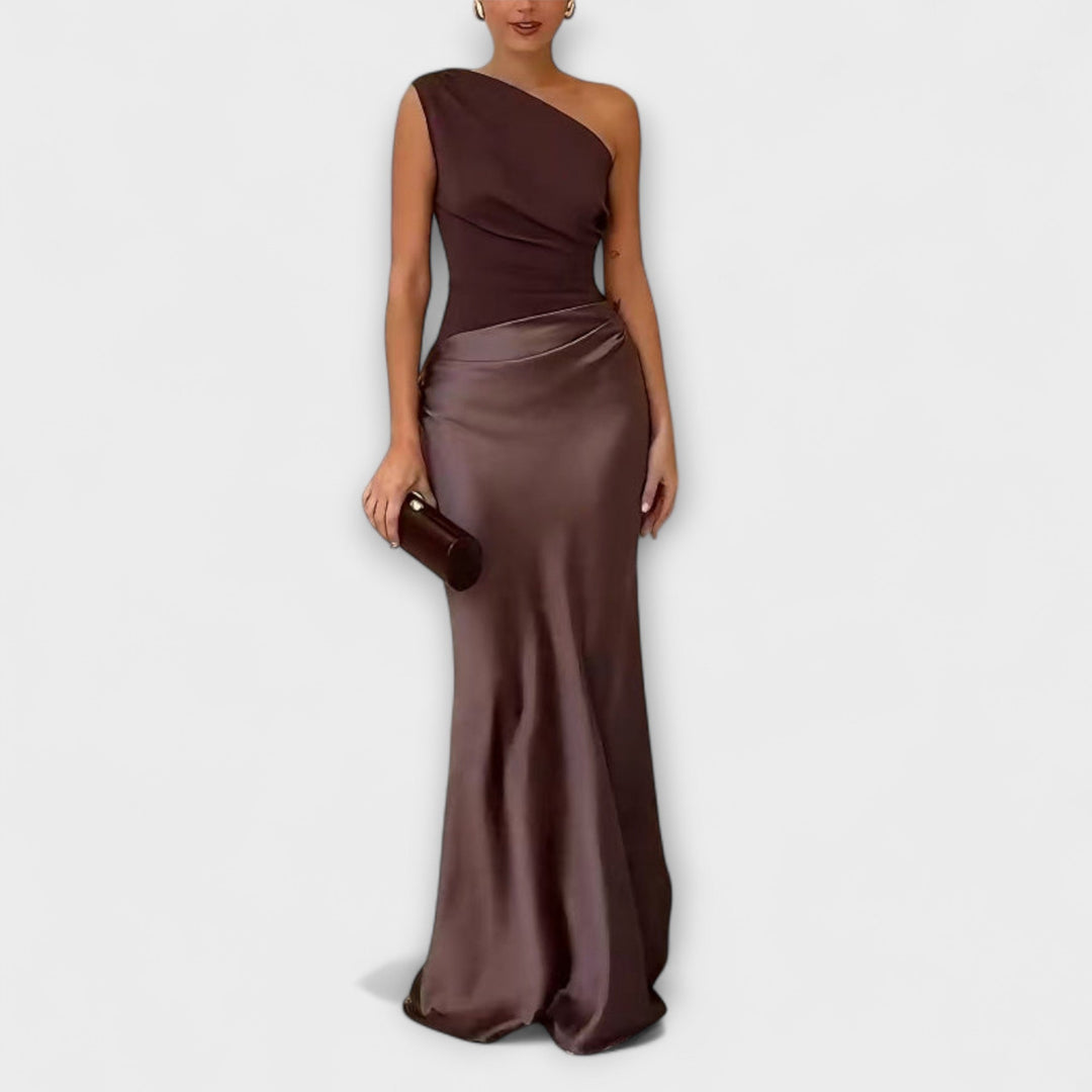 Serena™ | One-Shoulder Pleated Maxi Dress