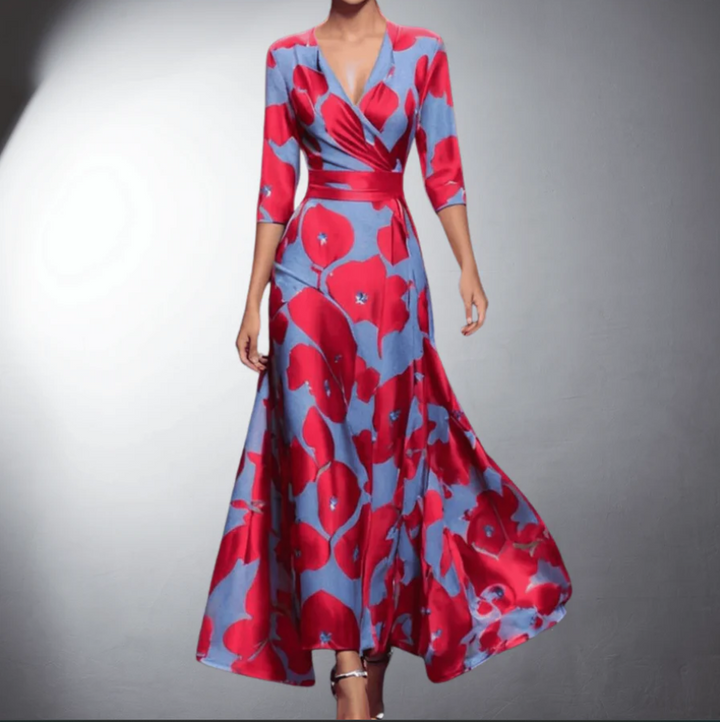 Zoe™ | Classic Floral V-Neck Maxi Dress