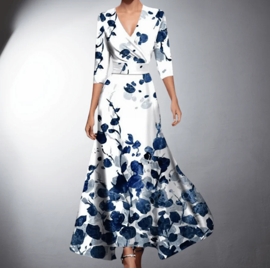 Zoe™ | Classic Floral V-Neck Maxi Dress