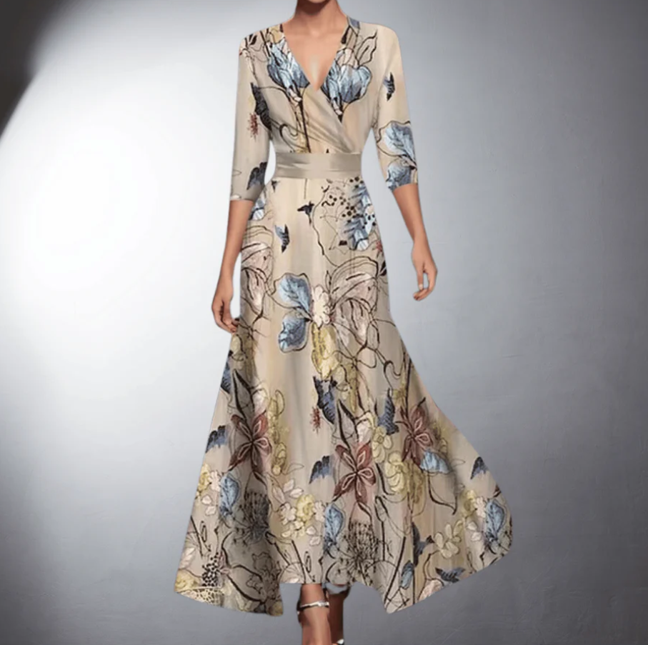 Zoe™ | Classic Floral V-Neck Maxi Dress