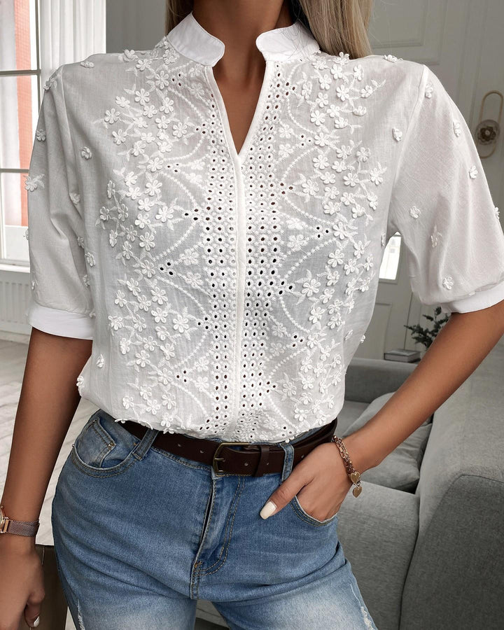 Ana™ | Embroidered Button-Front Blouse