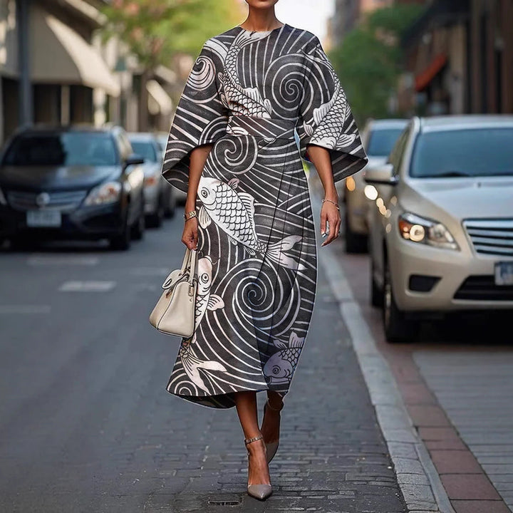 Beatriz™ | Stylish Batwing Sleeve Long Dress