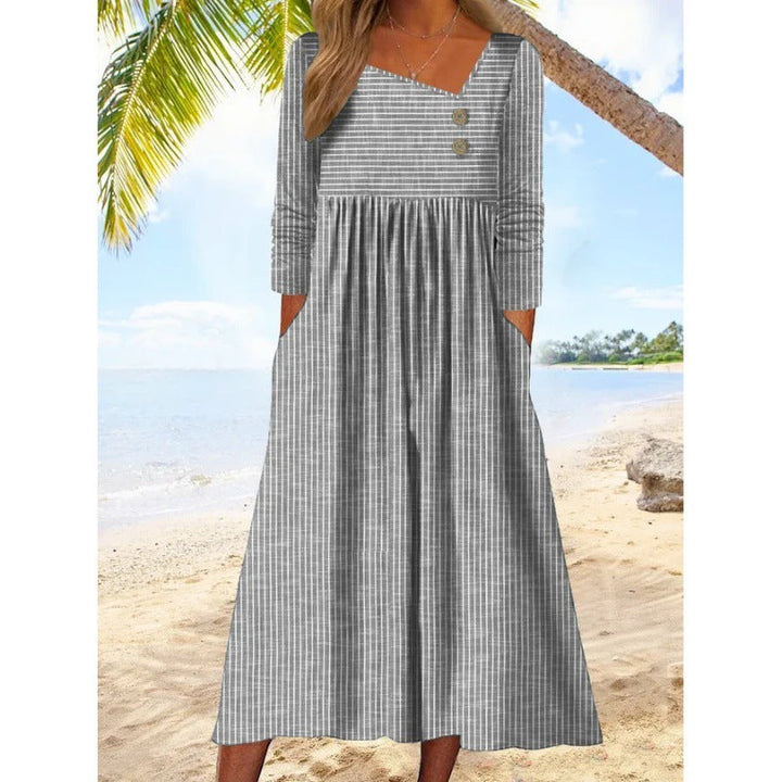 Loretta™ | Asymmetric Buttoned Midi Dress