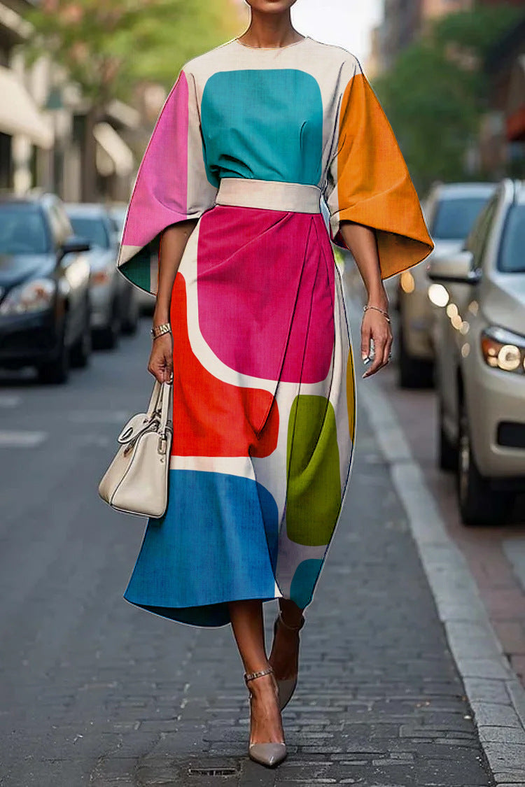 Beatriz™ | Stylish Batwing Sleeve Long Dress
