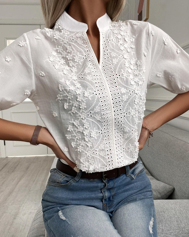 Ana™ | Embroidered Button-Front Blouse