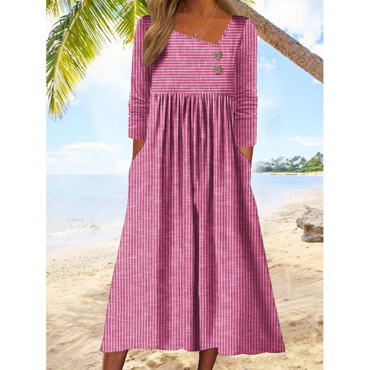 Loretta™ | Asymmetric Buttoned Midi Dress