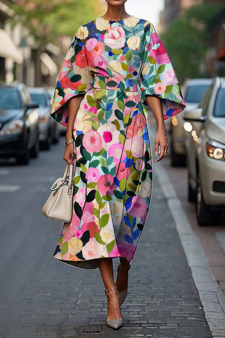 Beatriz™ | Stylish Batwing Sleeve Long Dress