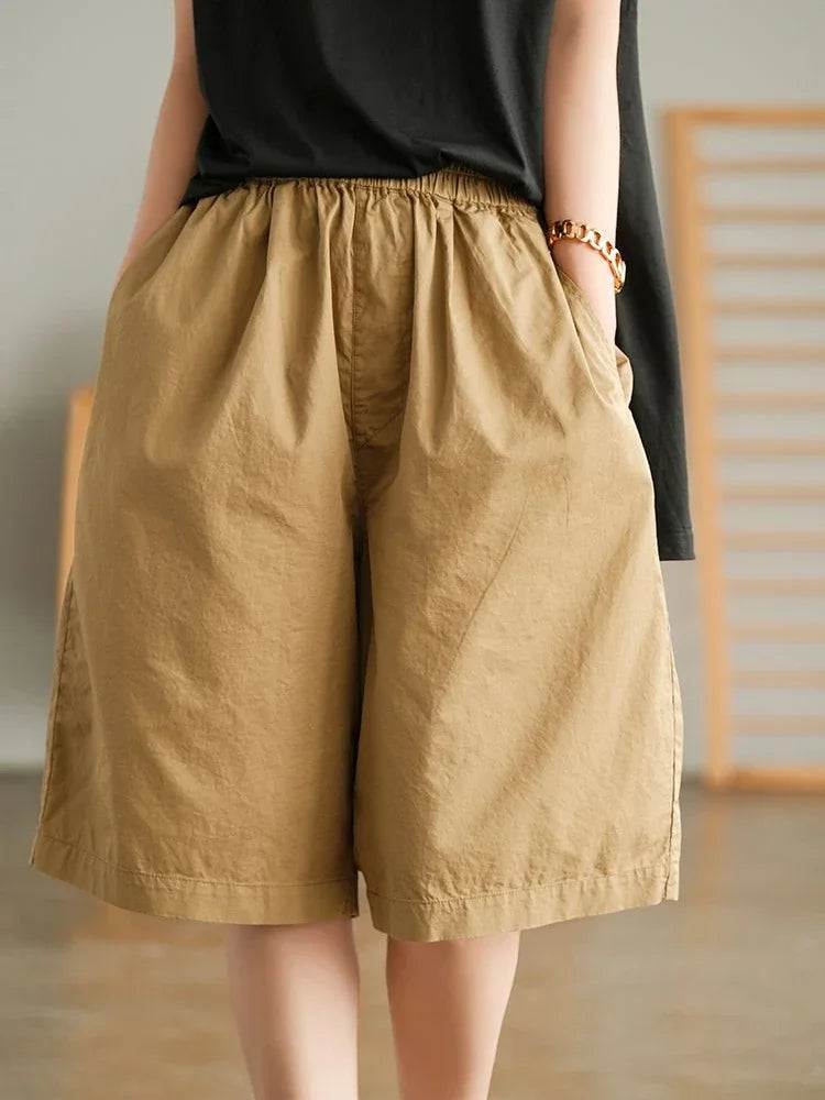 Abbie™ | Retro Elastic Waist Loose Shorts