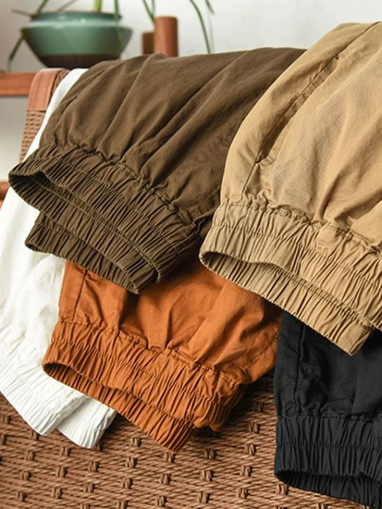 Abbie™ | Retro Elastic Waist Loose Shorts