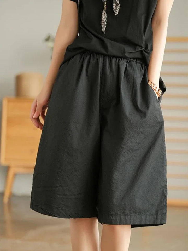 Abbie™ | Retro Elastic Waist Loose Shorts