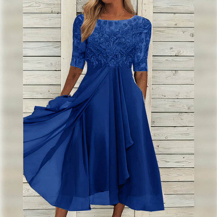 Vienna™ | Lace Sleeve Midi Dress