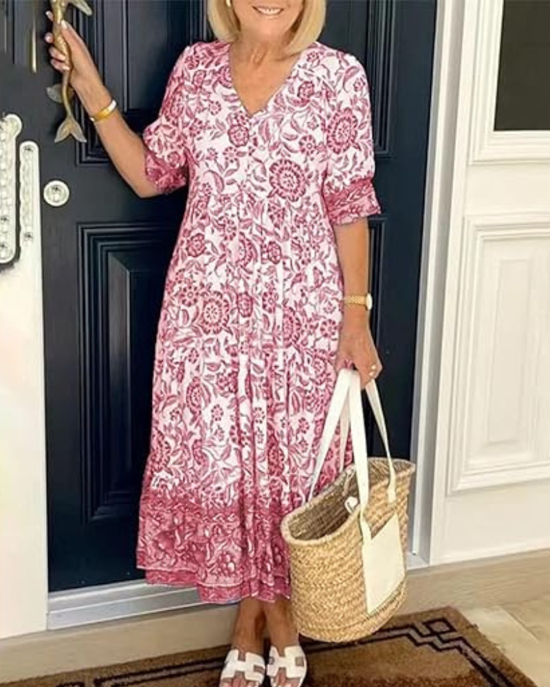 Lucia™ | Floral V-neck Dress