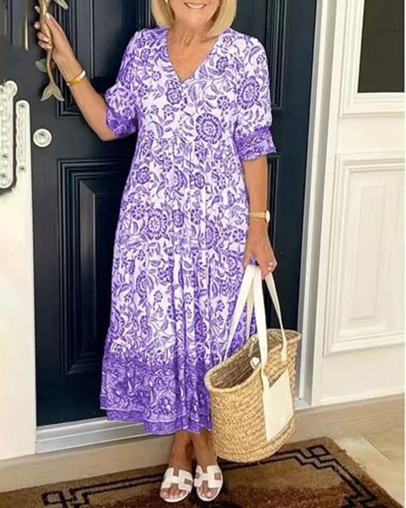 Lucia™ | Floral V-neck Dress