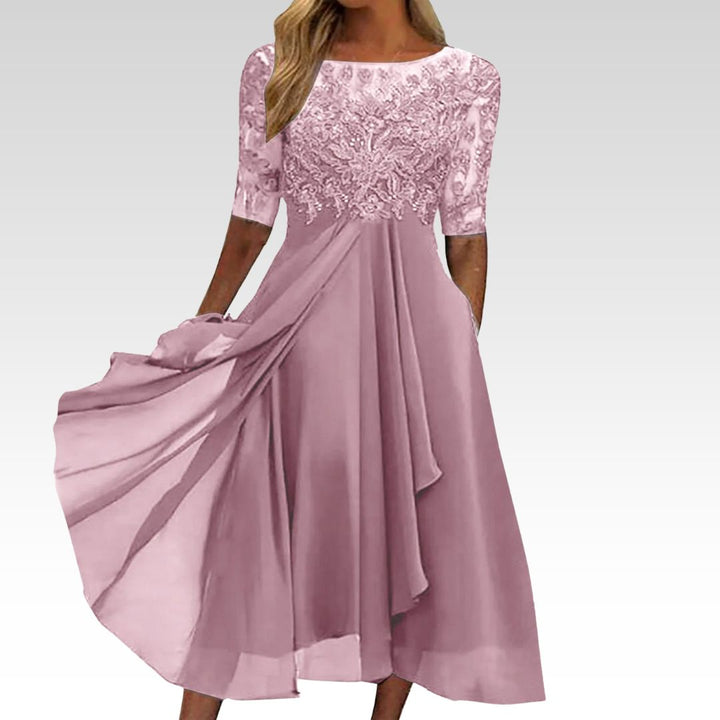 Vienna™ | Lace Sleeve Midi Dress