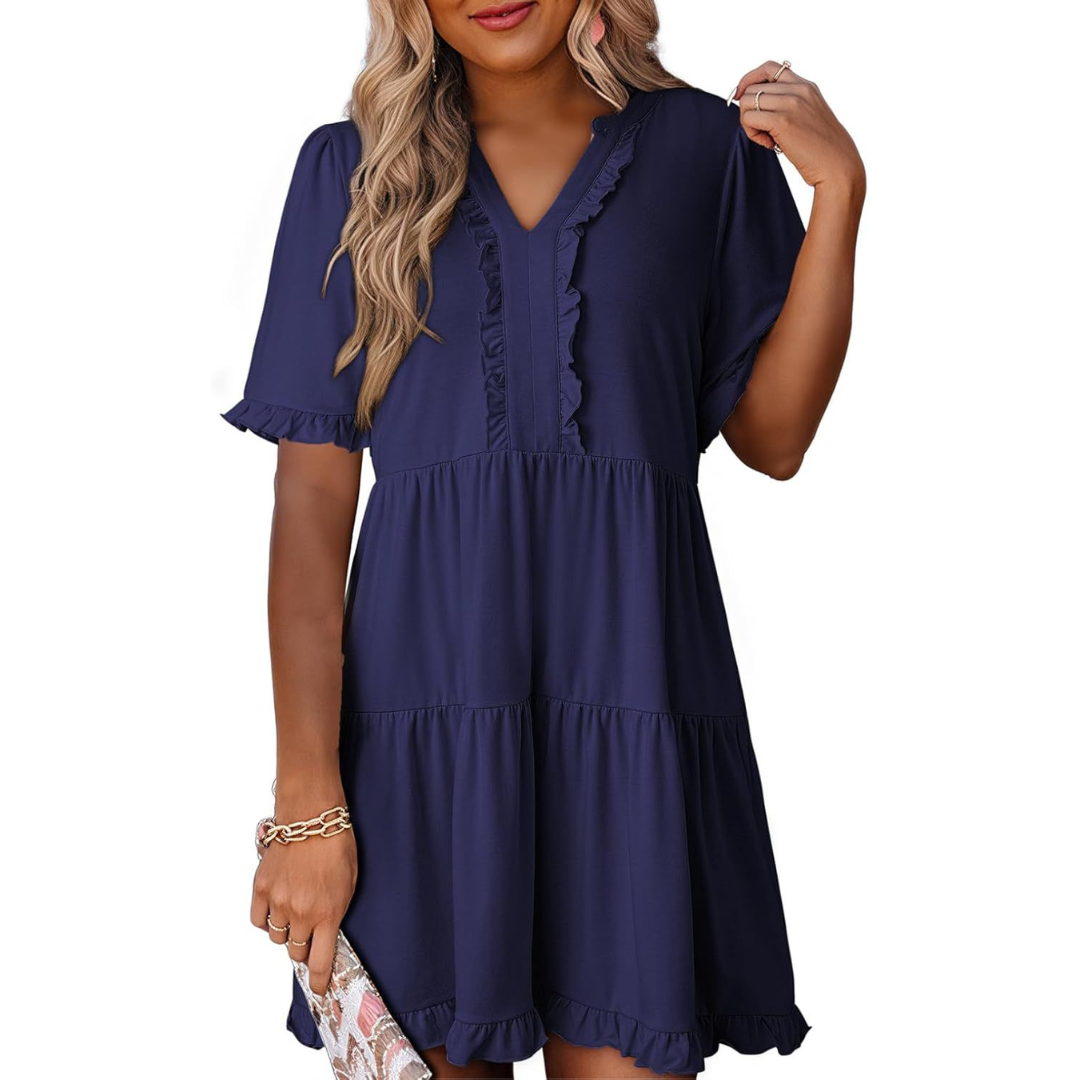 Alira – Casual V-Neck Mini Dress