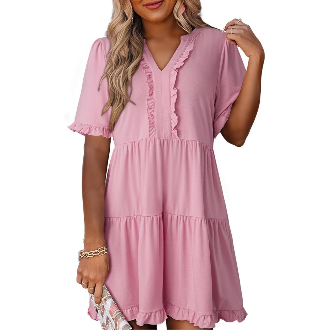 Alira – Casual V-Neck Mini Dress