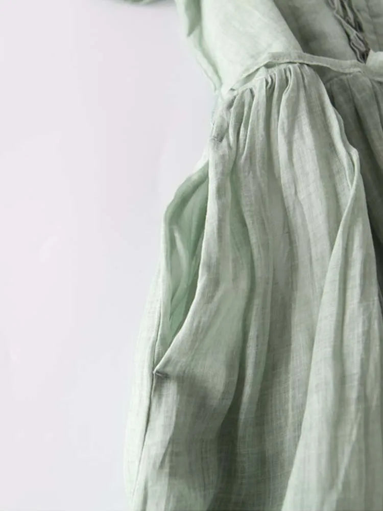 Arya™ | Women's Art Retro Round Neck Lace Up Waist Dress