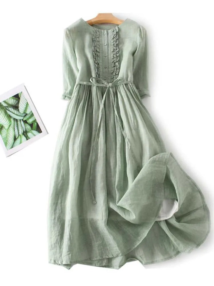 Arya™ | Women's Art Retro Round Neck Lace Up Waist Dress