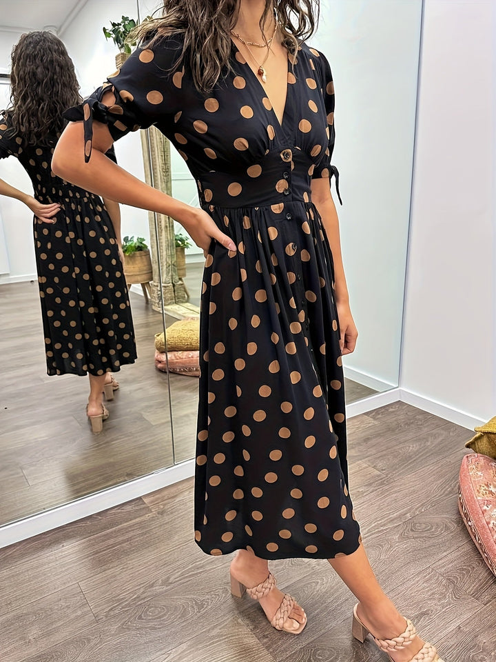Emilienne­™ | Polka Dot V-Neck Dress