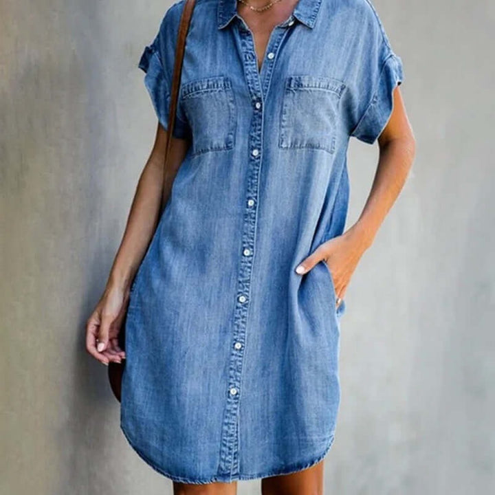 Jolie™ | Elegant Denim Dress with Tummy Coverage