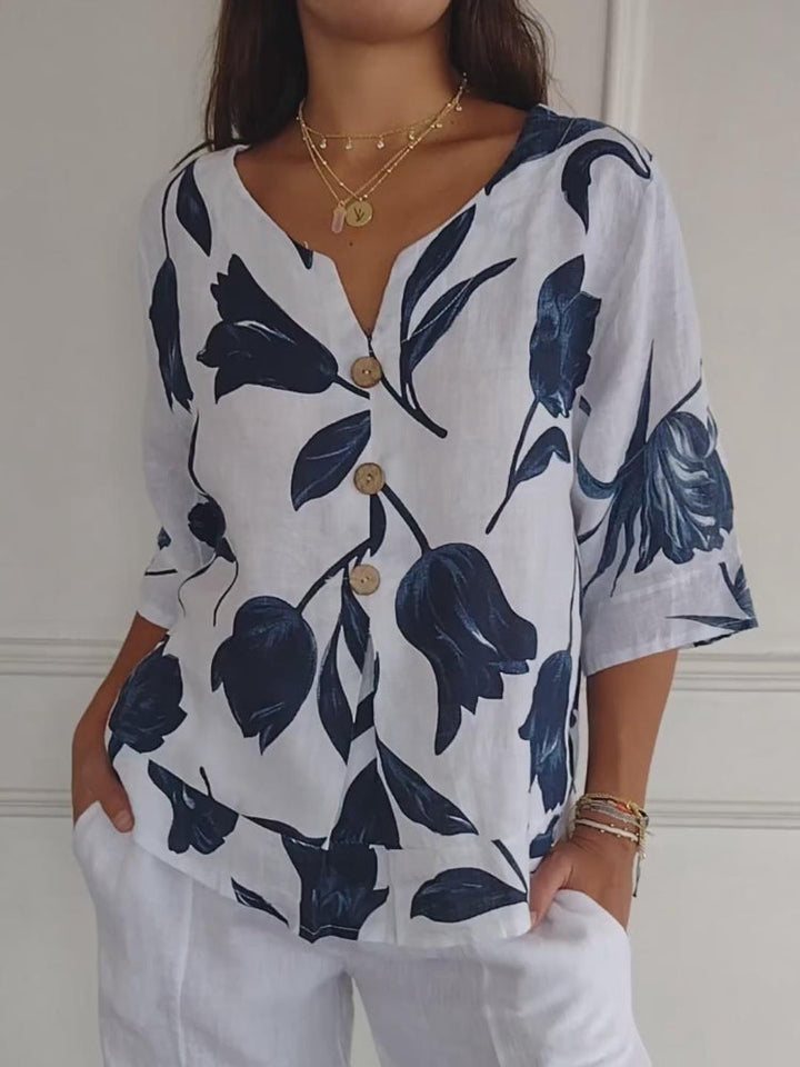 Allison™  | Floral V-Neck Blouse