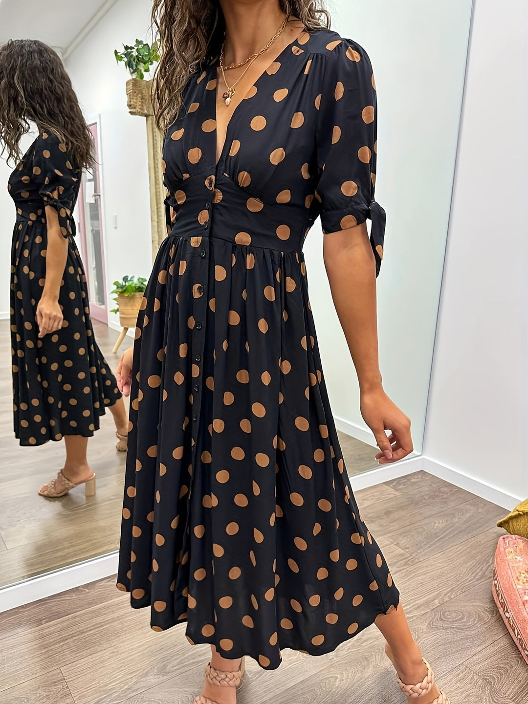 Emilienne­™ | Polka Dot V-Neck Dress