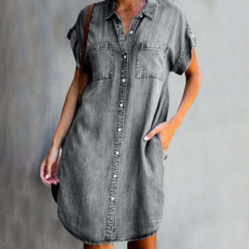 Jolie™ | Elegant Denim Dress with Tummy Coverage
