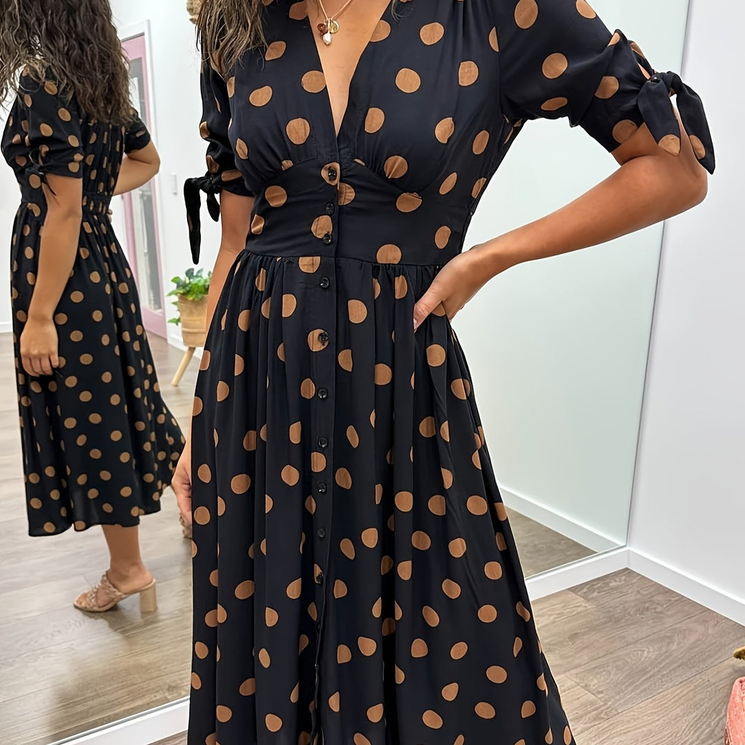 Emilienne­™ | Polka Dot V-Neck Dress