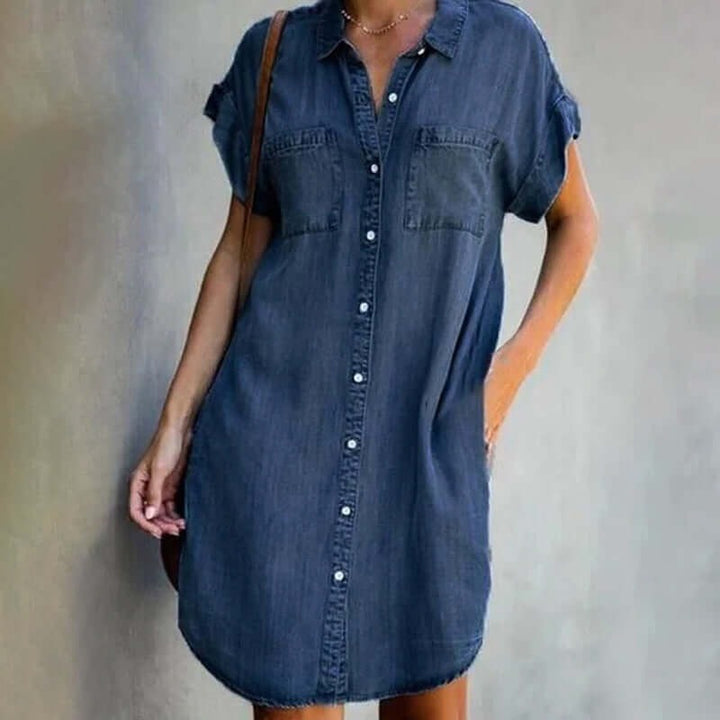 Jolie™ | Elegant Denim Dress with Tummy Coverage