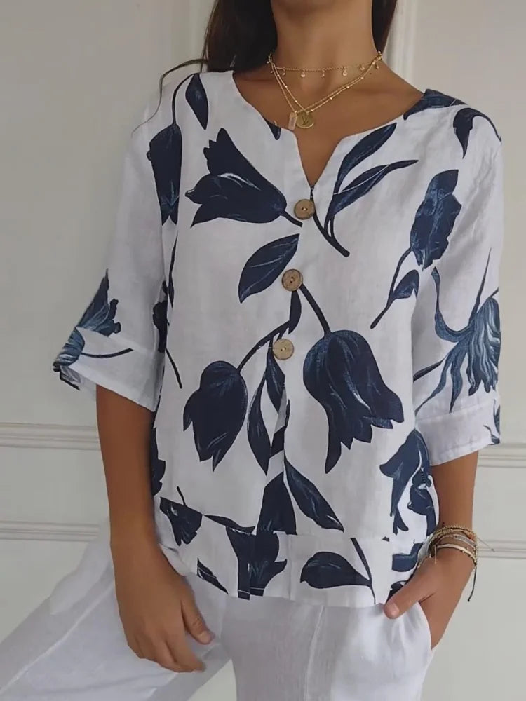 Allison™  | Floral V-Neck Blouse